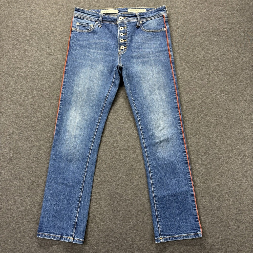 Anthropologie Pilcro Jeans‎ Size 27 Relaxed Straight Button Fly Red Stripe Ankle